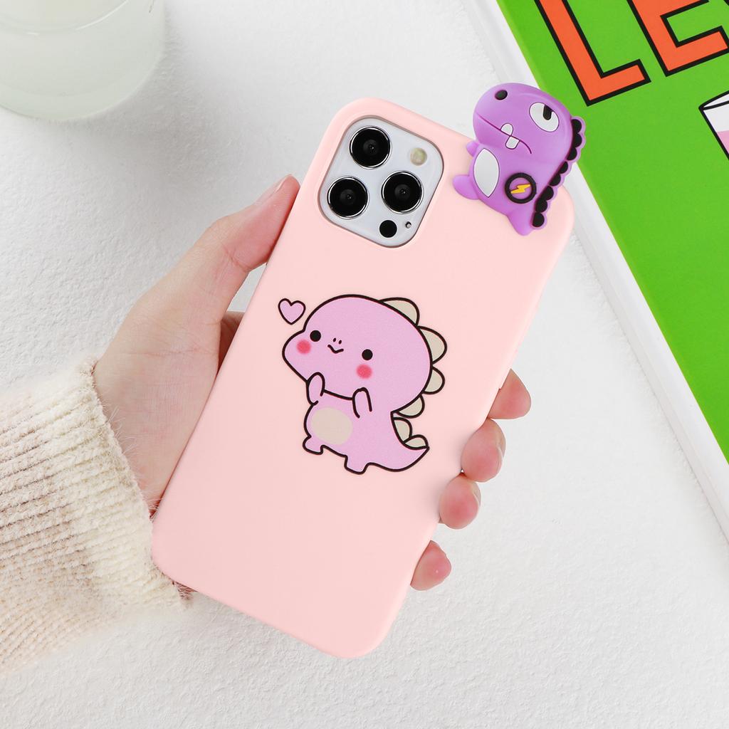 For Samsung Galaxy S10e S20 S21 FE S22 Ultra S8 S9 S10 Plus Note 8 9 10 Lite 20 M31 M32 M52 3D Cartoon Dinosaur Couple Soft Case