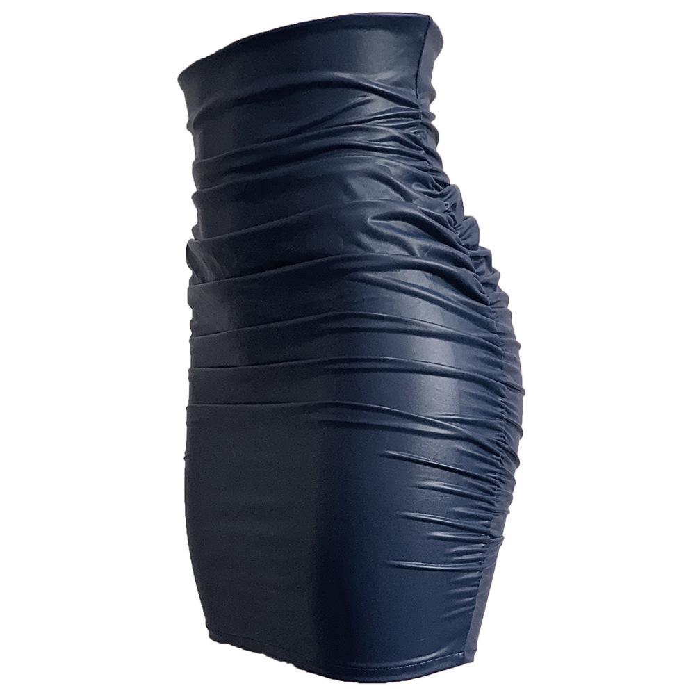 Европейская и американская юбка больших размеров из искусственной кожи с плиссировкой - обтягивающая бедра, короткая юбка для женщин