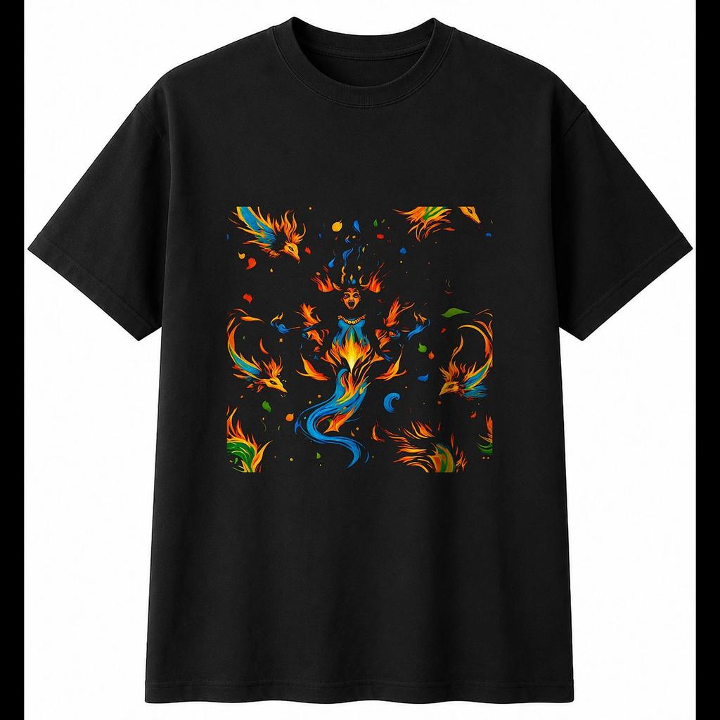 Psychedelic Nymph Candlelit Fantasy Mens T-Shirt Black 100% Cotton Printed