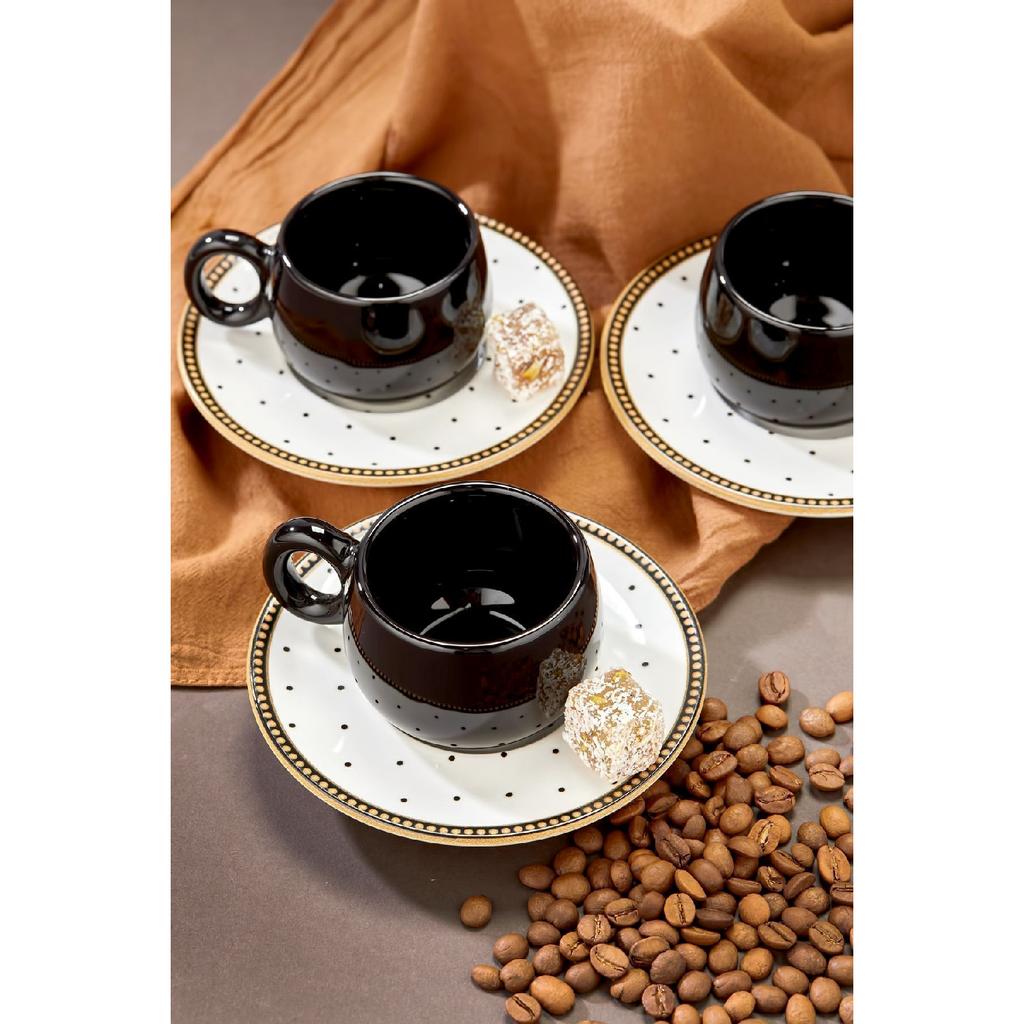 Набор кофейных чашек Polka Dot Lux из 12 предметов на 6 человек, набор белых чашек для турецкого кофе