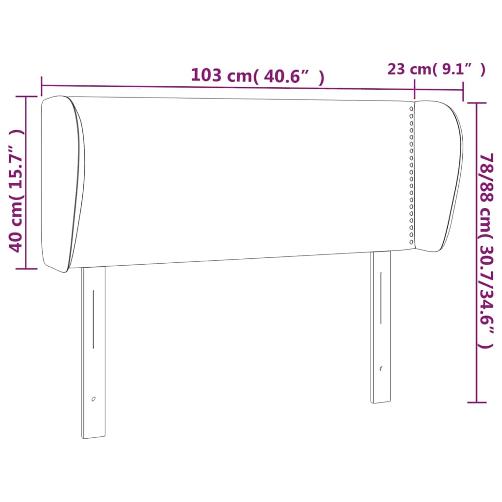 Headboard with Ears Black 103 x 23 x 78 88 cm Velvet