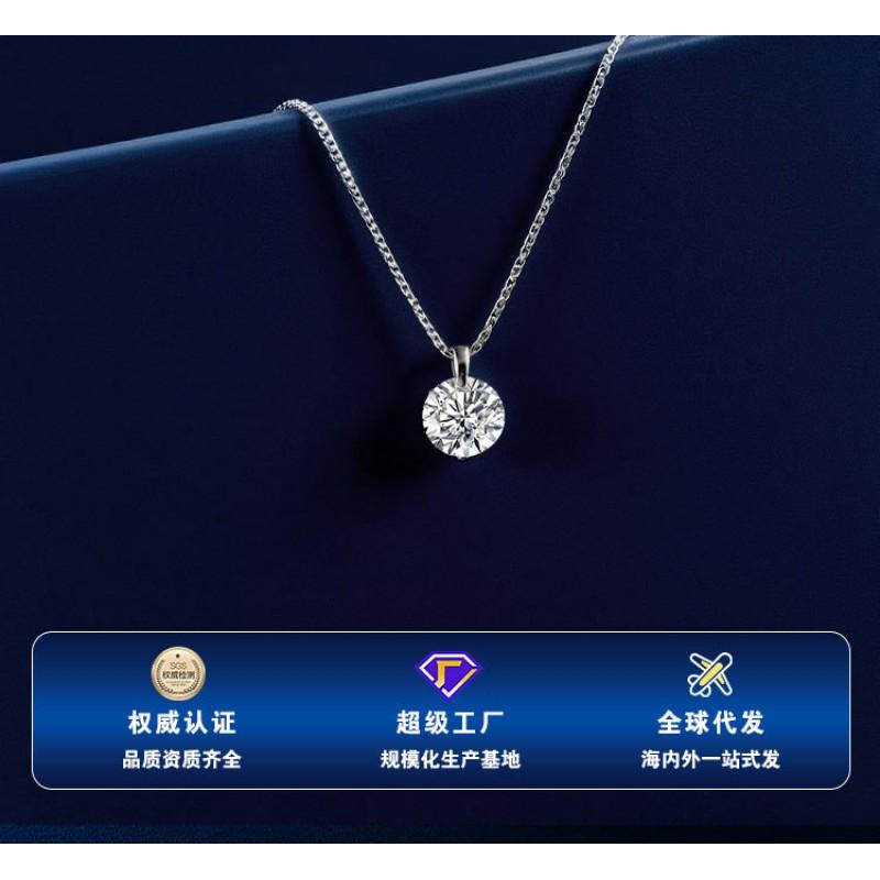 1ct Moissanite Pendant Necklace Women Minimalist Fashion Daily Wear