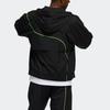 Adidas Windbreaker With Stripe Print And Logo Zip Hoodie Men Jacket Black HS6873