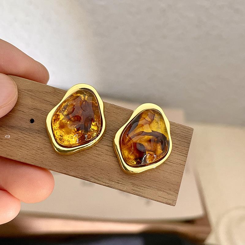 Модные серьги-кольца из смолы янтарного цвета C-образной формы для женщин и девушек, очаровательные трендовые серьги, изысканные украшения
