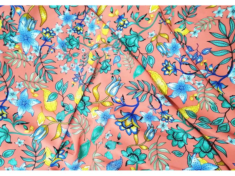 Большая Цветочная Ткань из Шелкового Сатина для Ципао, Подкладки и Ленты для Головного Убора