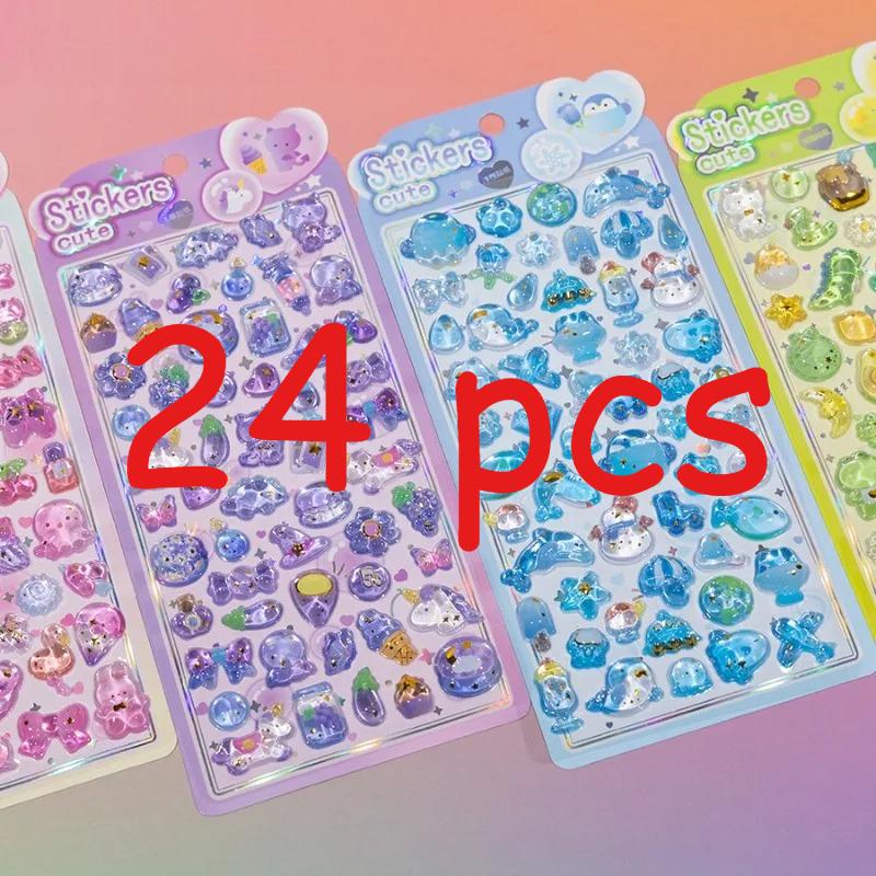 YTES Animation Design Fresh Design Children's Reward Dreamy Rabbit Crystal Embossed Decals – 3D Crystal Journal Ornamental Decals