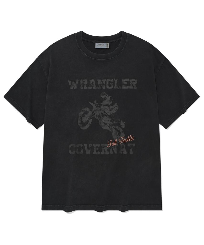 COVERNAT [Covernat X Wrangler] Черная пигментная футболка для мотоциклистов