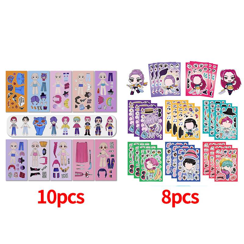 Demœ Hunters DIY Stickers Set Puzzle Face Changing Stickers Kpop DIY Phone Laptop Luggage Skateboard Graffiti Decals Kids Gift
