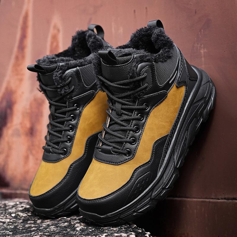 2024 Men's Waterproof Cotton Snow Boots, Winter Warm Velvet Sneakers, Cold-Proof Ankle Boots