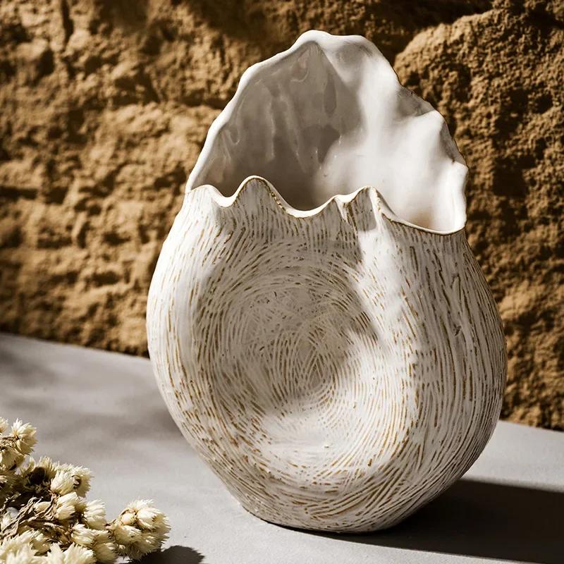 Керамическая ваза в стиле бохо, ретро-украшение для дома в стиле кантри, нерегулярные круглые сухоцветы, трава Puwei, украшение для гостиной