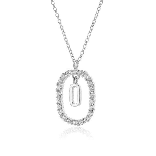 Sterling Color Gold Tone 26 Letters Z Alphabet Initial Long Chain Necklaces Ovals High End Jewelry Crystal Stone Cubic Zircon ChokerLuxury