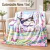Kuromi Custom Name Flannel Throw Blanket Soft Warm for Sofa Bed Indoor Home Use