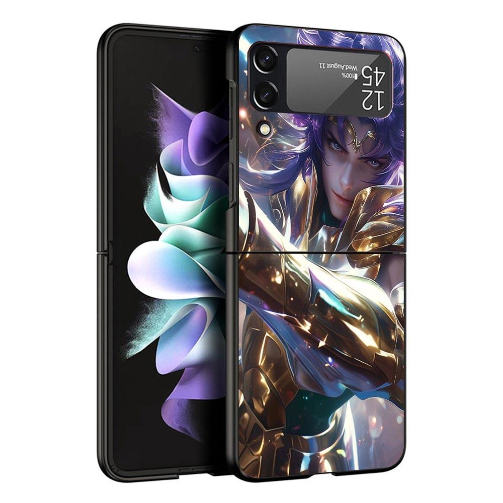 Saint Seiya Cool Black Phone Case For Samsung ZFlip7 ZFlip6 ZFlip5 ZFlip4 ZFlip3 5G Hard Protective Galaxy Z Flip 3 4 5 6 7 Cove