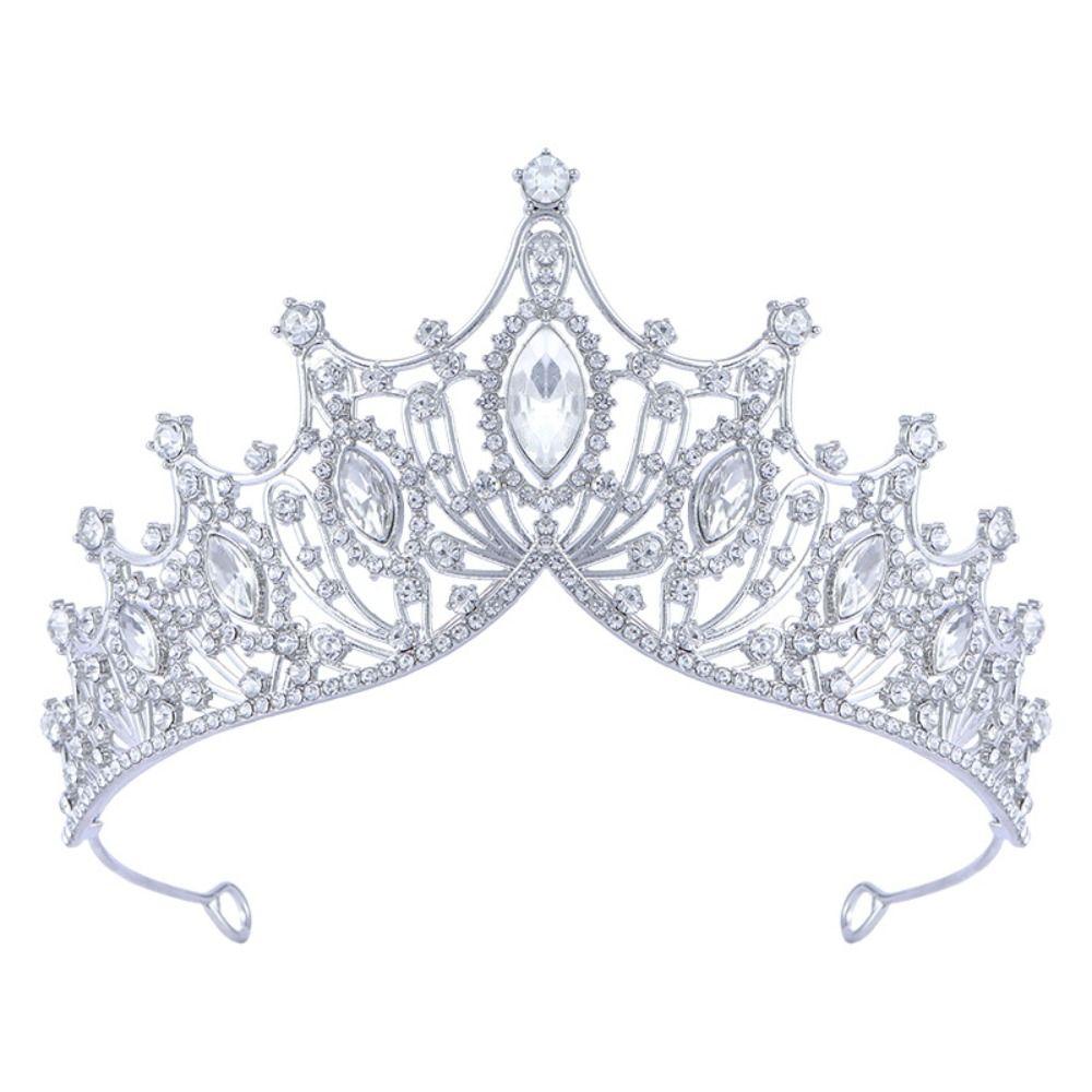 Metal Baroque Crown Shiny Rhinestone Crown Trendy Princess Tiara  Dress Accessories