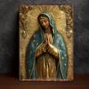 Vintage Virgin of Guadalupe Metal Sign, Rustic Americana Style Aluminum Wall Art, Religious Mary Icon