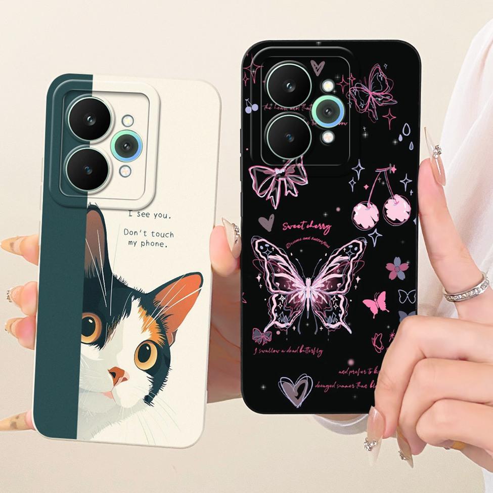 Чехол для Realme 15 Pro Корпус RMX5101 Силиконовый Роскошный Модный Цветы Каваи Милый Расписной Ударопрочный Чехол для Телефона