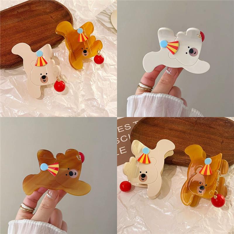 Большие заколки-коготь для волос в виде мультяшного медведя для женщин, элегантные акриловые заколки, заколки-крабы, головные уборы, аксессуары для волос для корейских девушек