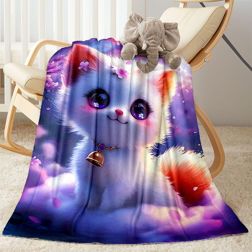 1pc Cute Elephant on Moon Blanket Soft Comfortable Lightweight Perfect for Travel Camping Picnics Sofa Office Bed Living Room Ideal Gift for Friends