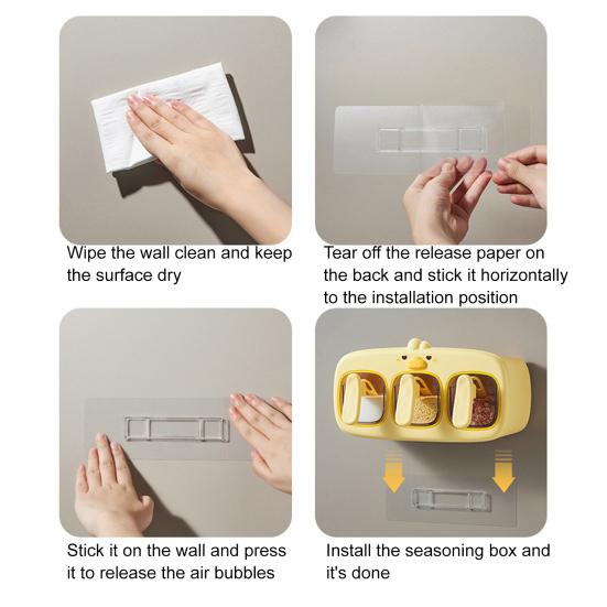 Wall-Mounted Spice Rack with Spoon Transparent Sealed Seasoning Dispenser Multi-Functional Spice Rack Box Jar Kitchen Storage Organizer