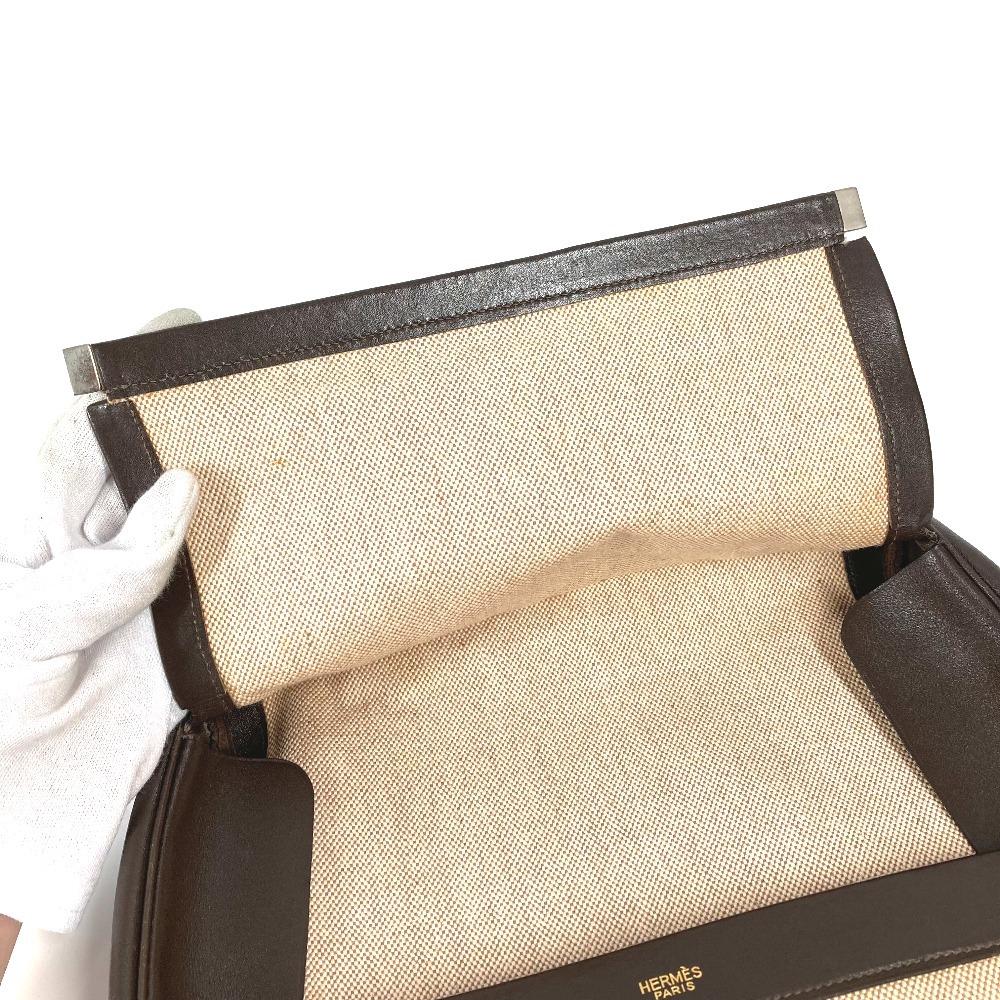 Hermes Equi Pouch Сумка-клатч с клапаном Кожа/Холст Бежевый/Коричневый