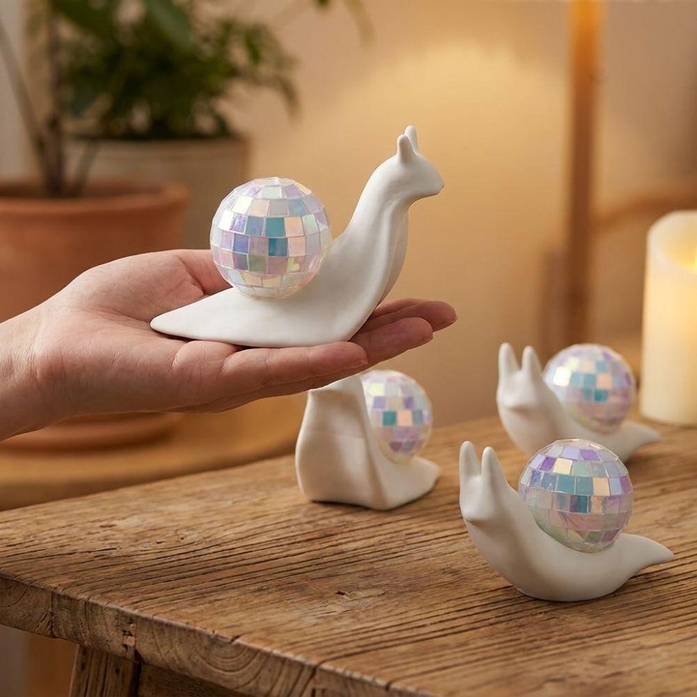 Retro Style Snail Disco Ball Sun Catcher Miniature Snail Desktop Ornaments Bedroom