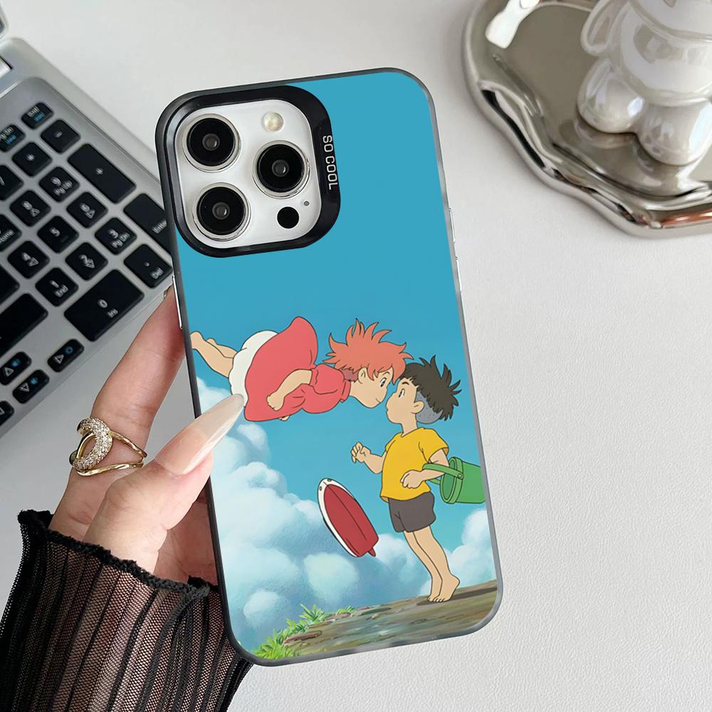 Аниме P-понё Чехол для телефона Матовый Цветной Серебристый Для Iphone 17 16 15 14 Pro 13 12 Air Plus 11 7 8 Max Роскошный Чехол