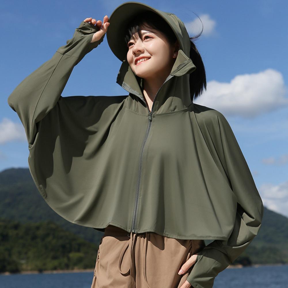 Large Brim Hat Sun Protection Clothing Long Sleeve Summer Sunscreen Shawl Running