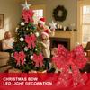 Christmas Wreaths for Front Door 23.6in Light Up Ornaments Red Christmas Bow Wreath for Winter Festival New Year Stair Living