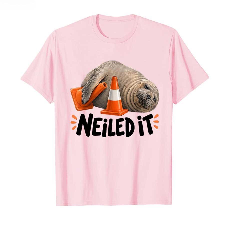 2026 Hot Sale Neil The Seal Neiled It Funny Elephant Seal Meme T-shirt for Men Women Cotton T Shirts Short Sleeve Tops Casual Loose Tee Streetwear