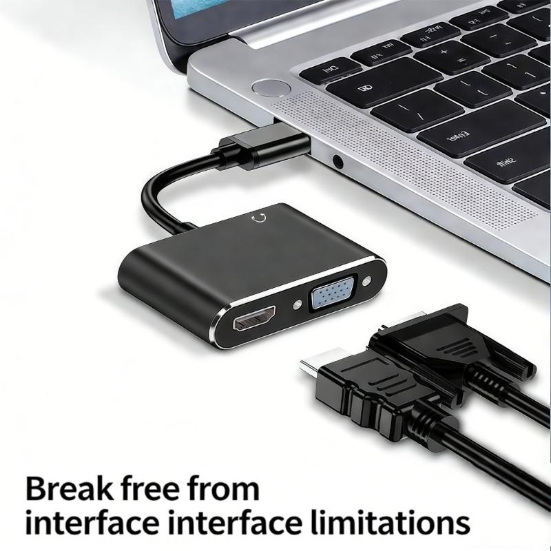Адаптер с двойным выходом USB 3.0 на HDTV VGA, обеспечивающий одновременный видеовыход, Plug and Play, простота использования на различных системах
