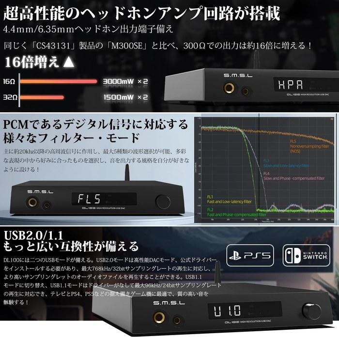 S.M.S.L DL100 Bluetooth ЦАП Усилитель/Предварительный усилитель для наушников (черный)