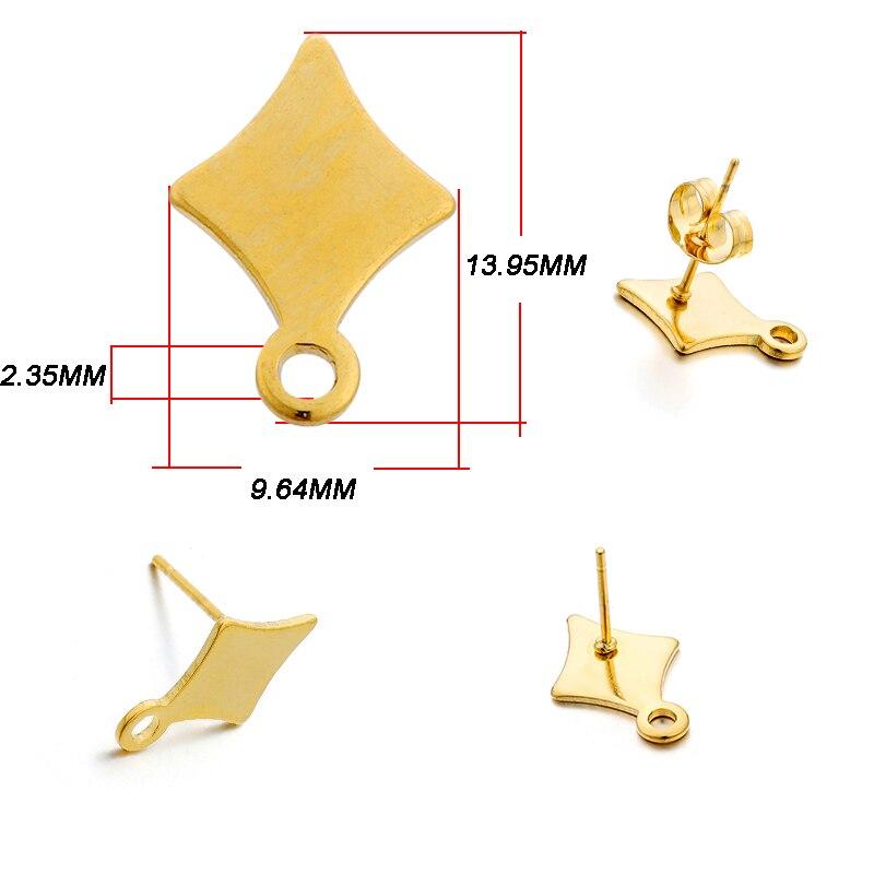 10 шт., геометрические круглые серьги-гвоздики из нержавеющей стали, серьги-гвоздики золотого цвета с цветком, базовый разъем для DIY, аксессуары для изготовления ювелирных изделий