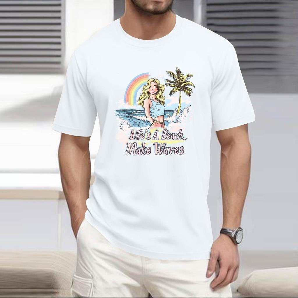 Мужская рубашка с воротником-стойкой и коротким рукавом, свободная рубашка для отдыха и отдыха, мужская