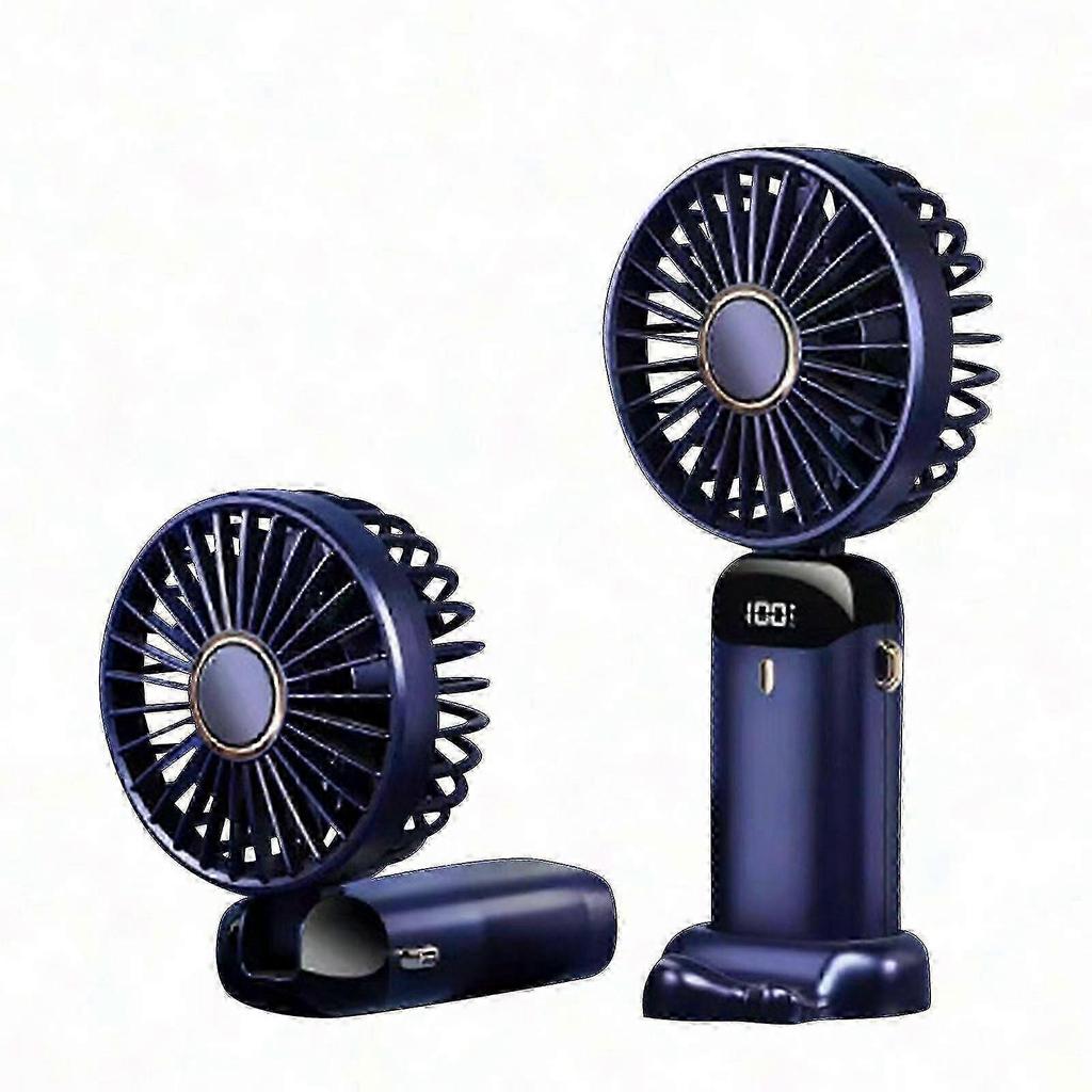 Portable 5-speed rechargeable mini handheld face fan with LED display, perfect for travel.