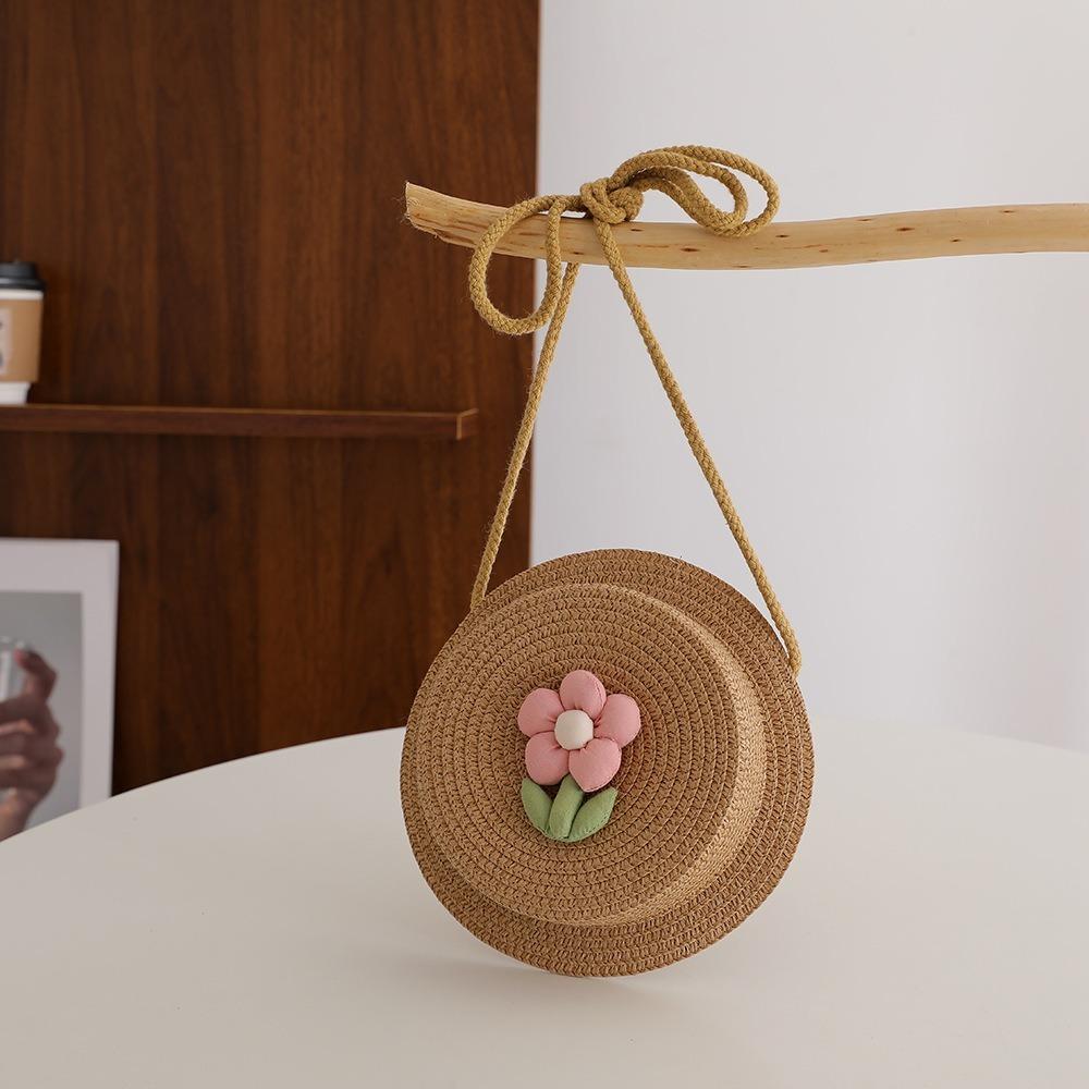 Handmade Woven Crossbody Bag Solid Color Storage Basket New Messenger Bag  Children