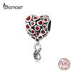 Red Heart Charms 925 Sterling Silver Enamel Infinity Love Beads Fit for Women Bracelet Silver