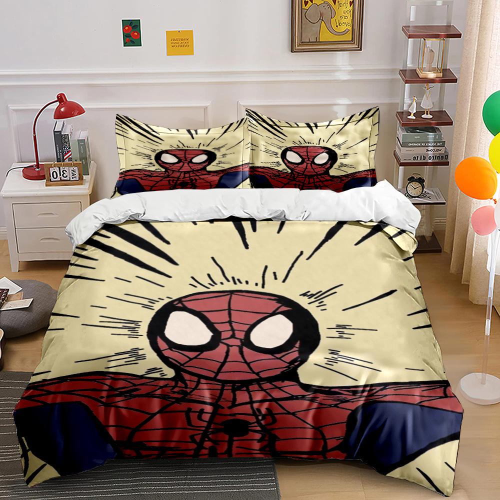 "Comic Style Red Spider Hero Print Bedding Set (1 duvet cover, 2 pillowcases, duvet not included) sofas"