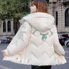 Корейская утолщенная женская куртка с длинным рукавом с буквенным принтом и теплым пальто с капюшоном Парки