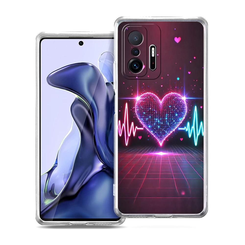 Прозрачный чехол для телефона для Xiaomi Mi 14 13 12 11 Ultra 13T 12T 11T Poco X3 NFC F3 F6 Pro Lite Мягкий ТПУ Мультяшный Милый Сердце Любви