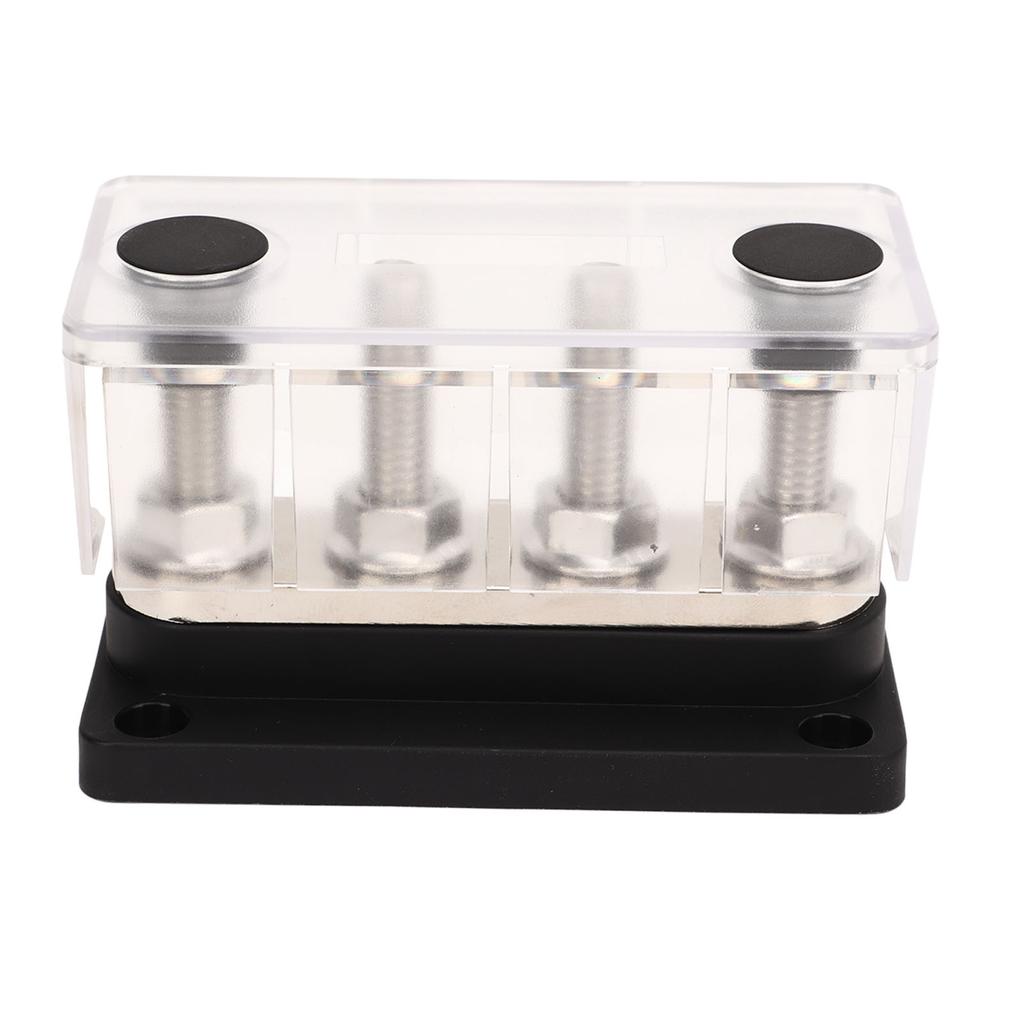 4 Post Power Distribution Block 3 8inch M10 Studs Battery Bus Bar with Cover DC12V To 48V 300A for Cars Boats RVs Black