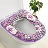 Waterproof Universal Big Flower Coral Velvet Toilet Seat Cushion Velcro Toilet Seat Cover Household Toilet Seat