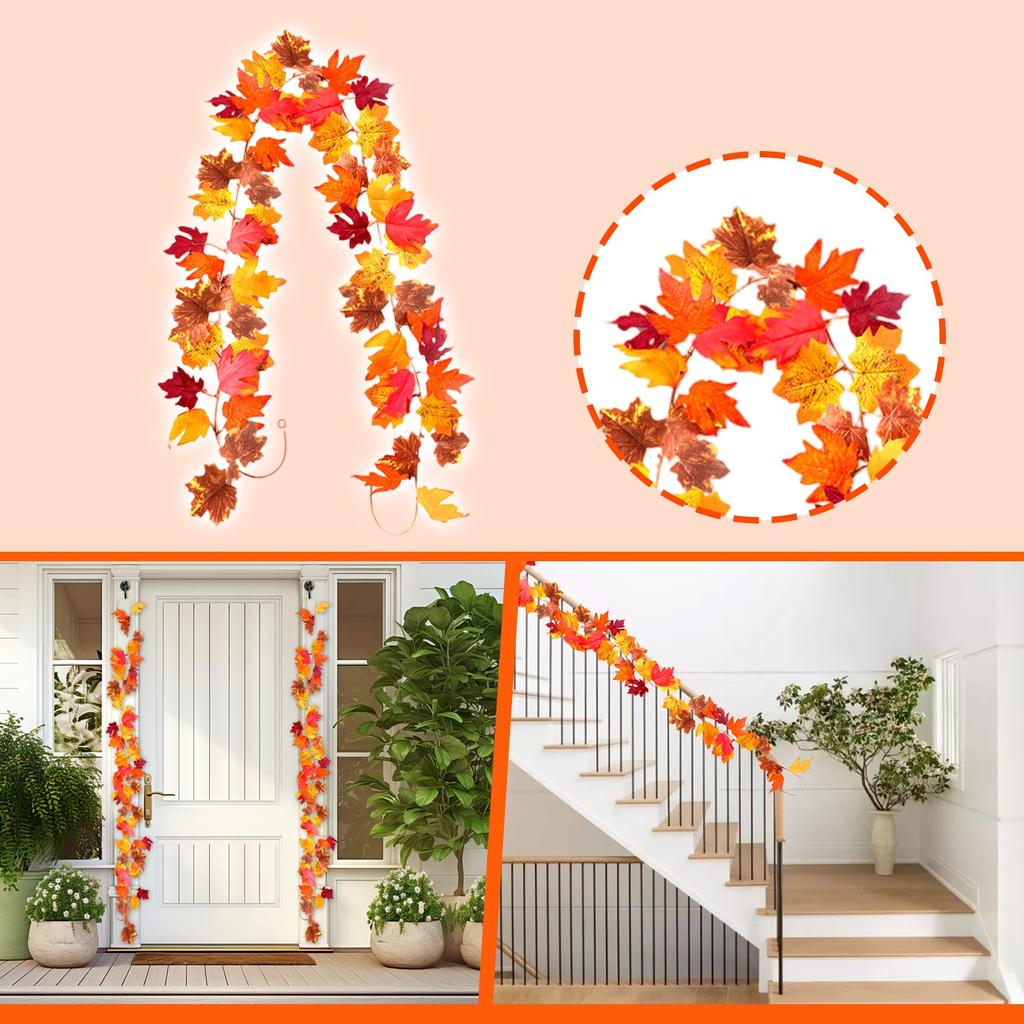 Artificial Maple Leaf Wreath Colorful Leaf Autumns Decoration