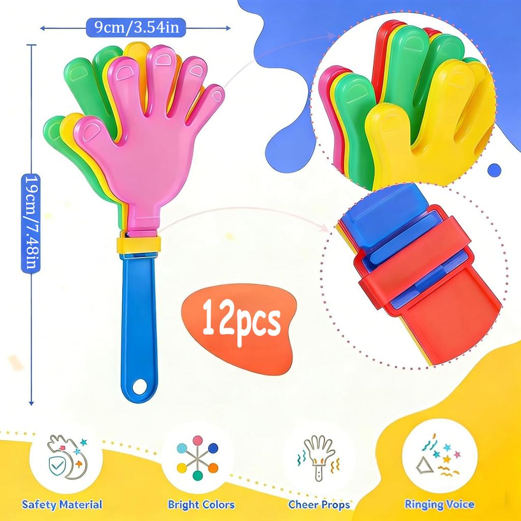 12pcs Hand Clappers Noisemakers Clicker Clap Toy Cheering Hand Clap Toys for Sports Events Parties Concerts Wedding Party Favor