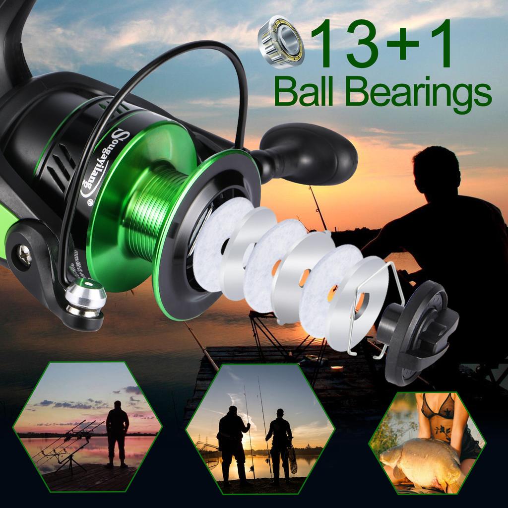 SOUGAYILANG Рыболовные катушки 5.2:Спиннинговое рыболовное колесо с 1 передаточным числом, рыболовные снасти для ловли карпа, рыбалка на открытом воздухе