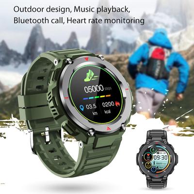 Армейские умные часы для мужчин, Bluetooth-вызов, офлайн-музыка, спорт, монитор сердечного ритма, IP67, водонепроницаемые умные часы, 400 мАч