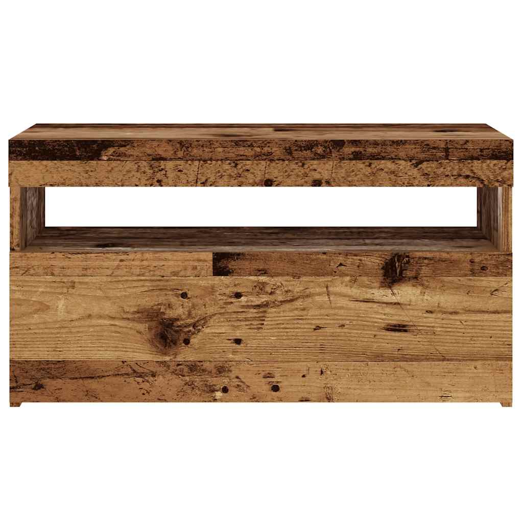 Vidaxl Szafka Pod Tv Z Oświetleniem Led, Stare Drewno, 75X35X40 Cm