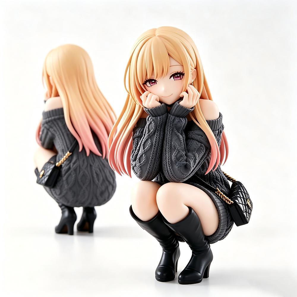 Anime Marin Kitagawa Squatting Pose My Dress-Up Darling Figure PVC Model Toy Doll Collection Ornaments Gift