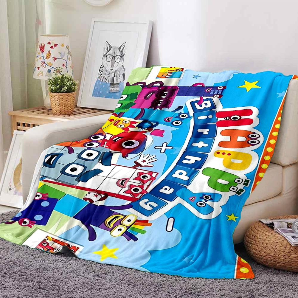 Numberblocks Theme Printed Blanket - Perfect for Couch, Bed, Travel & Outdoor Use | Machine Washable, Cozy & Durable.