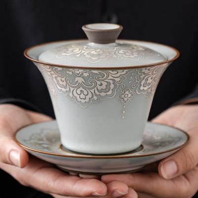Чайная пиала с крышкой, серебряная филигрань, подвесной дизайн, жаростойкий китайский чайный набор для чаепития гунфу, подарок для домашней церемонии