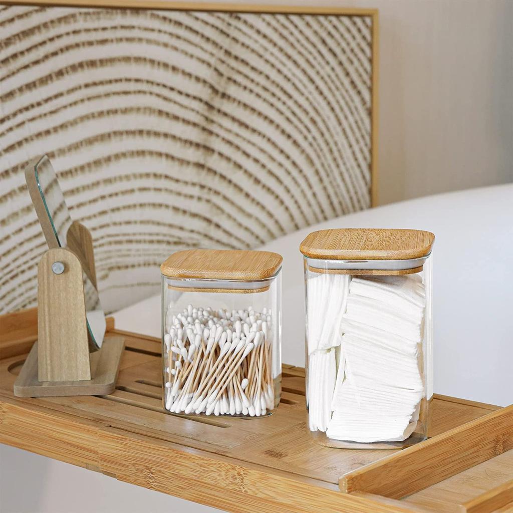 Контейнеры для хранения продуктов питания с герметичными бамбуковыми крышками. Набор из 6 штук. Канистра из прозрачного стекла. Банка для пищевых продуктов с герметичной крышкой. Контейнер для хранения кухонной кладовой.